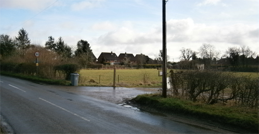 Existing vehicular access to the proposed development site on the B1145 Dereham Road