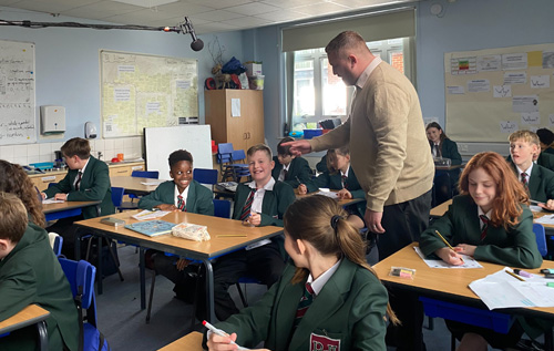 Filming high school scenes for The Secret Folk Dancer in Reepham in October. Cast (left to right, middle row): Israel Addo, Noah White, Adam Parkinson and Freya van Dijk-Warner. Photo: Lesley van Dijk