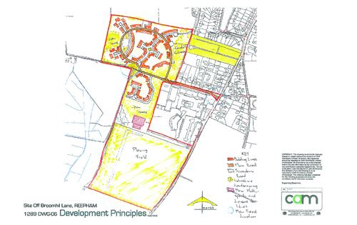 An earlier outline of the proposed site off Broomhill Lane, Reepham, prepared by CAM Architects of Norwich