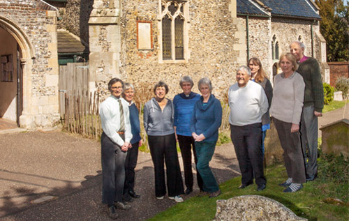 Members of the Reepham Three Churches Project Group (left to right): David Richmond, Rachel Richmond, Liz Rashid, Revd Margaret Dean, Sue Page, David Cleall, Natasha Hutcheson, Rosie Foottit and Rt Revd Tony Foottit. Photo: '©John Tym