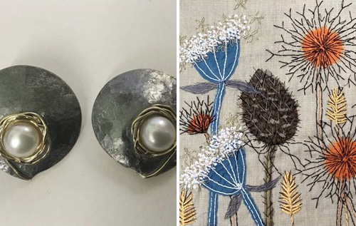 Work by Alison Varley (left) and Sue Johnston (right)