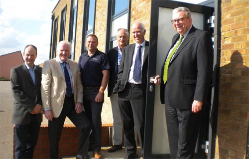 Left to right: Paul Quinn, project manager, Quinn Construction; Andrew Teather, Teather + Walls Architects; Owen Russell, site manager, Quinn Construction; Tony Williams, chair of RHSC Board of Governors; Mark Farrar, RHSC principal; and Keith Simpson MP